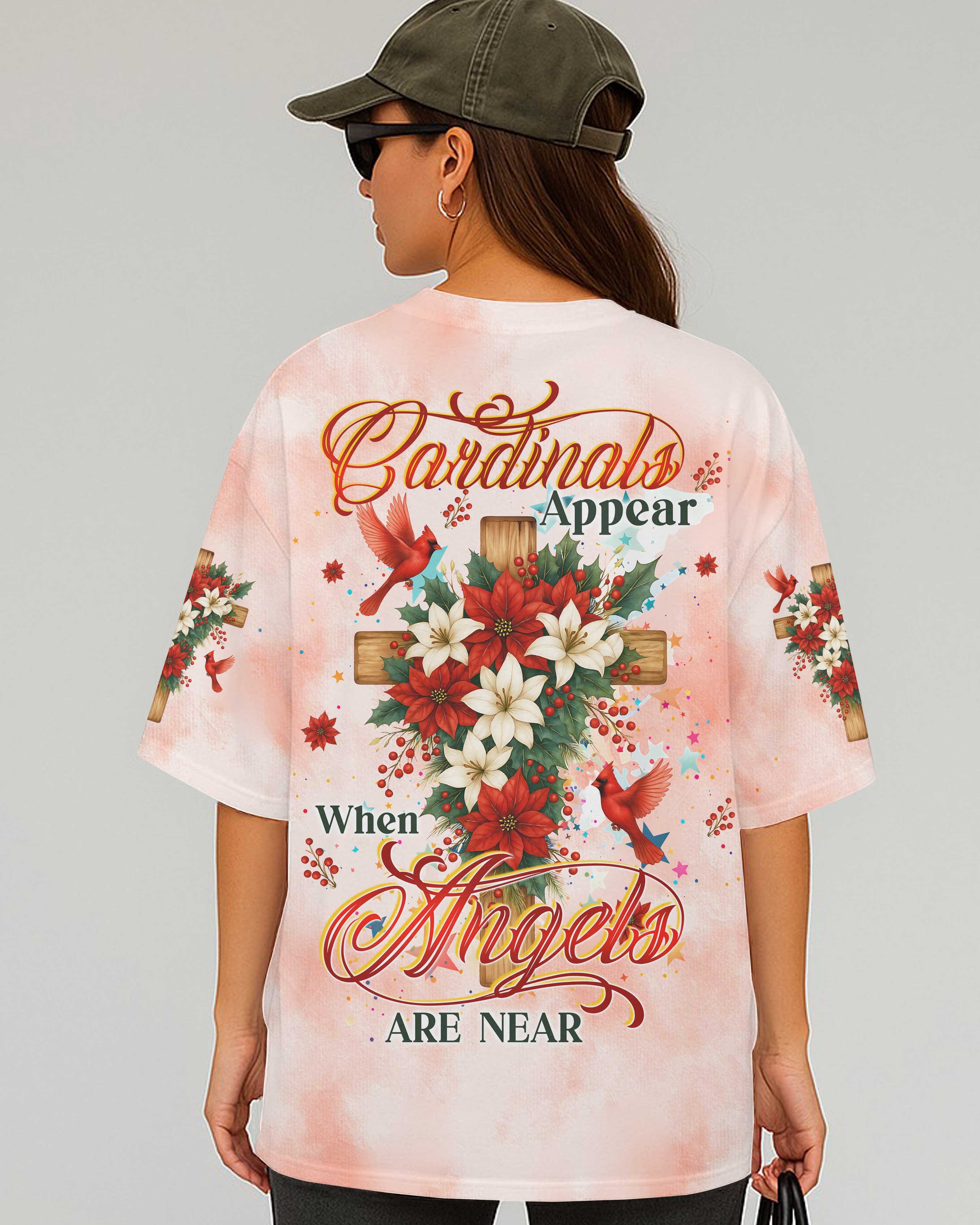 Cardinals Appear When Angels Are Near All Over Print T-Shirt
