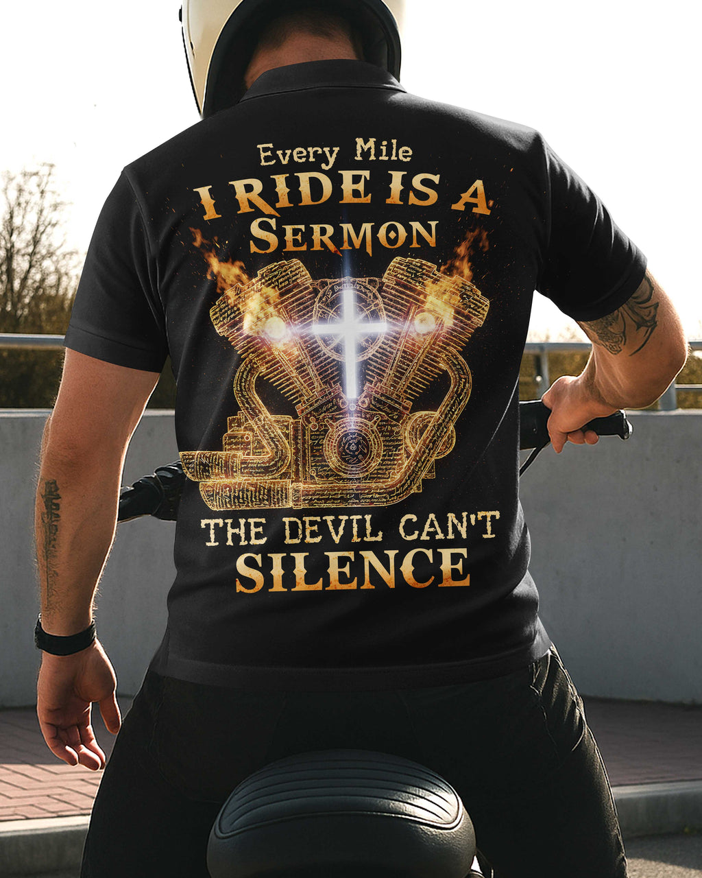 Every Mile I Ride Is A Sermon The Devil Can't Silence All Over Print Polo
