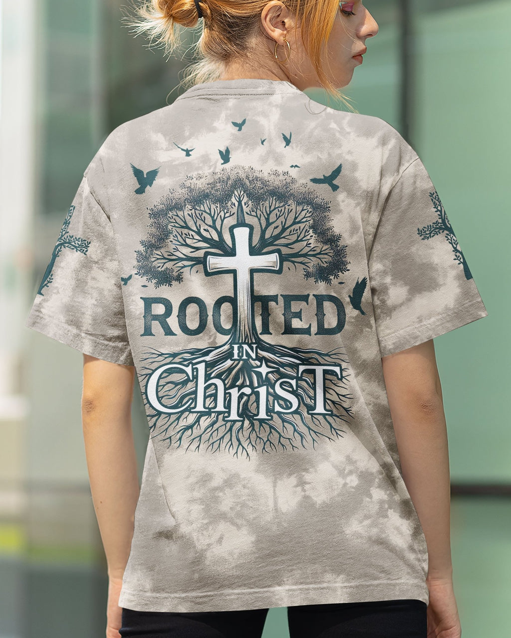 Rooted In Christ All Over Print T-shirt - Christ Color