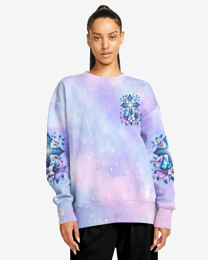 In God And The Power Of Prayer All Over Print Sweater - Christ Color