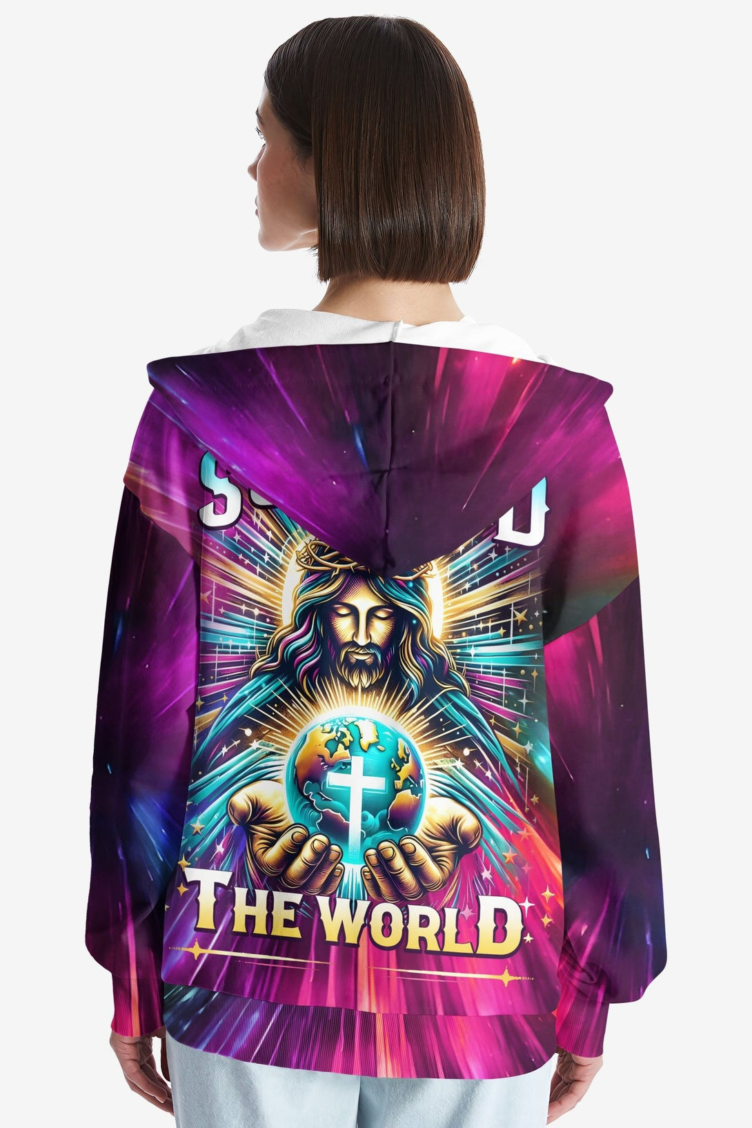 For God So Loved The World All Over Print Zip Hoodie - Christ Color