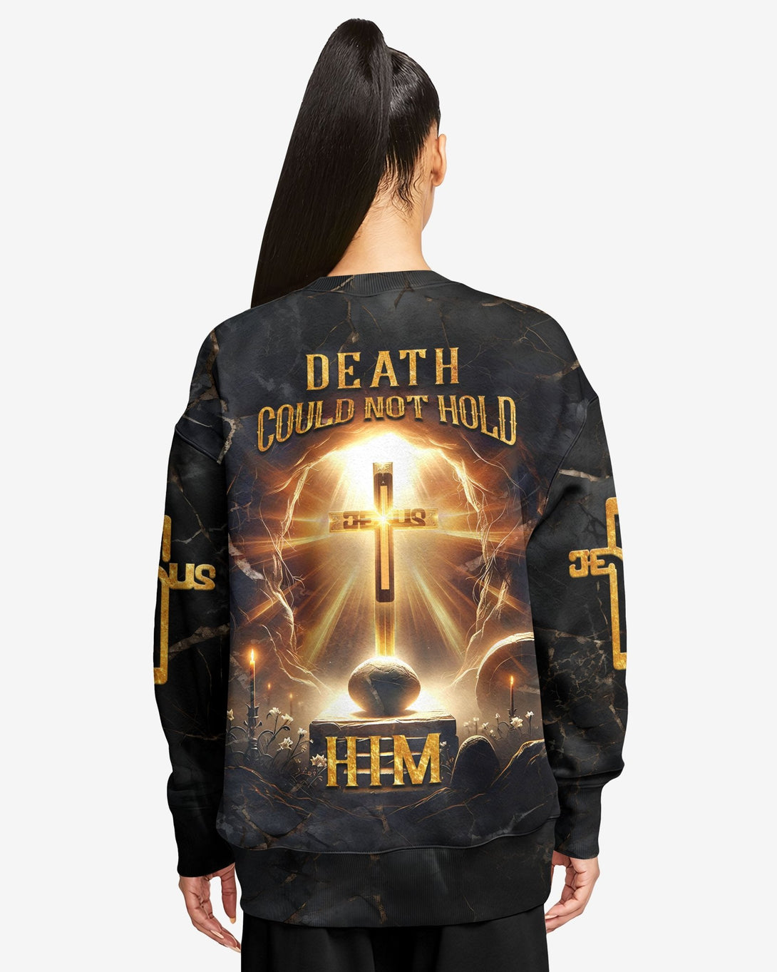 Death Could Not Hold Him All Over Print Sweater - Christ Color