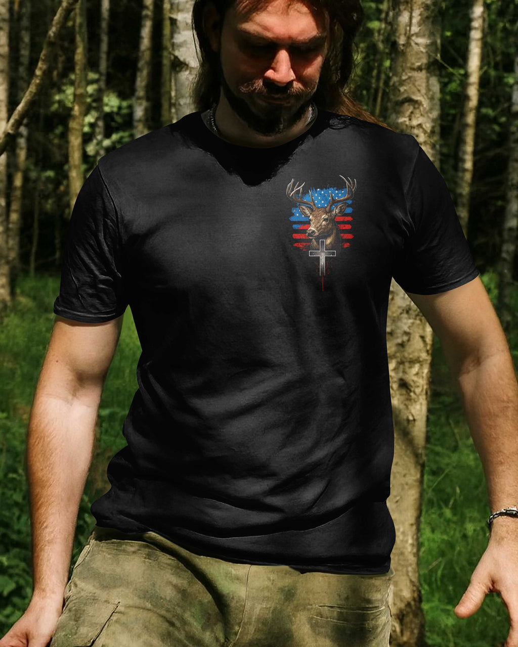 Hunter By Blood American By Birth Christian By Choice T-Shirt