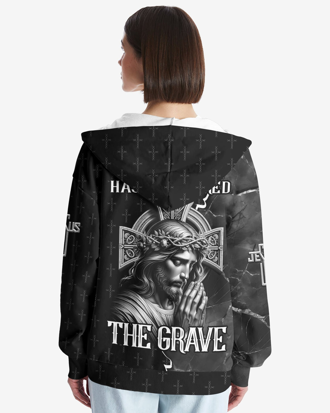 Love Has Conquered The Grave All Over Print Zip Hoodie - Christ Color