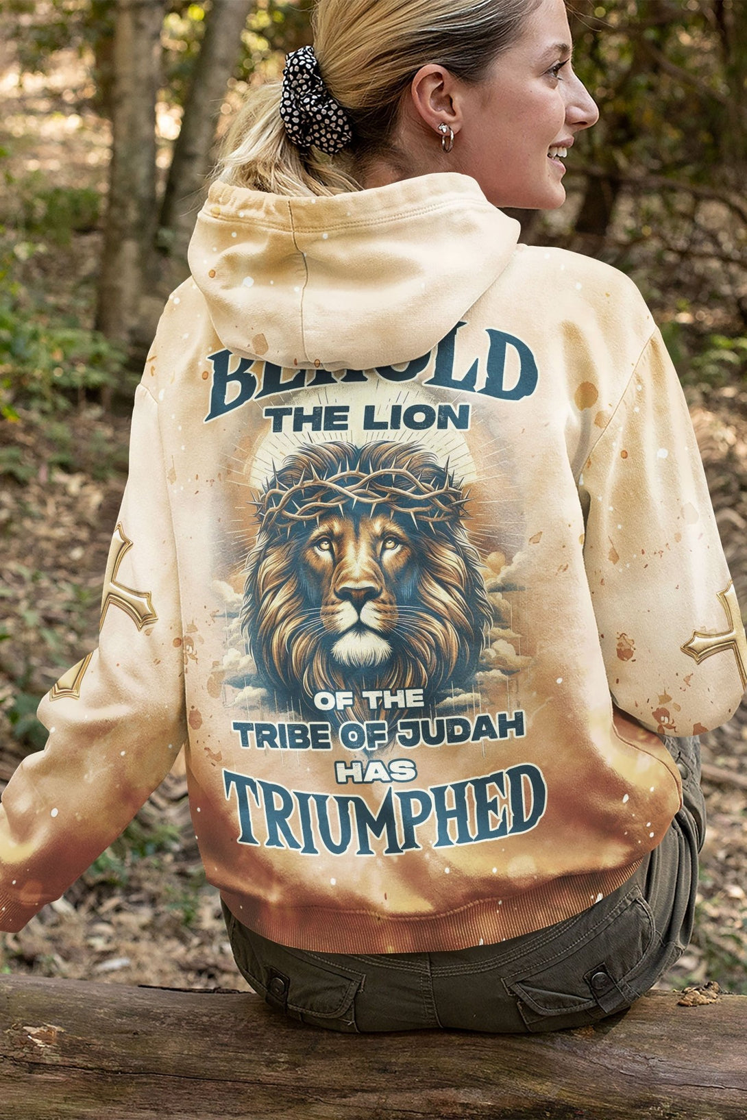 Behold The Lion Of The Tribe Of Judah Has Triumphed All Over Print Hoodie - Christ Color