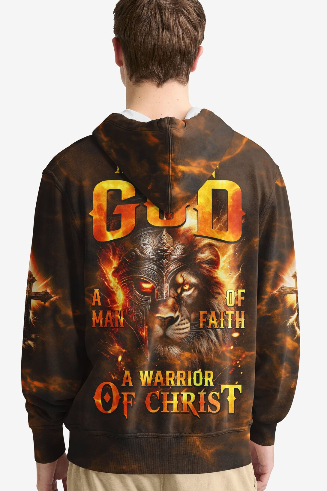 A Child Of God A Man Of Faith A Warrior Of Christ All Over Print Hoodie - Christ Color