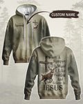 I Like Hunting And Believe In Jesus All Over Print Custom Name Zip Hoodie