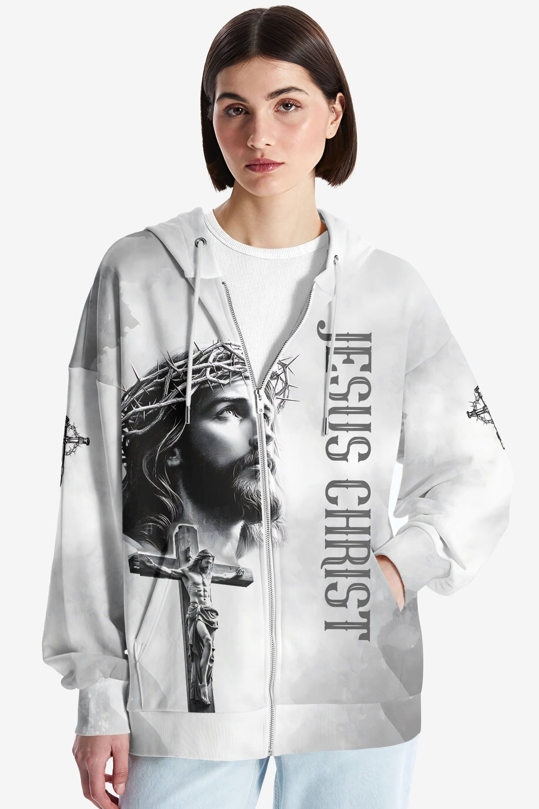 Yet He Chose Me All Over Print Zip Hoodie - Christ Color
