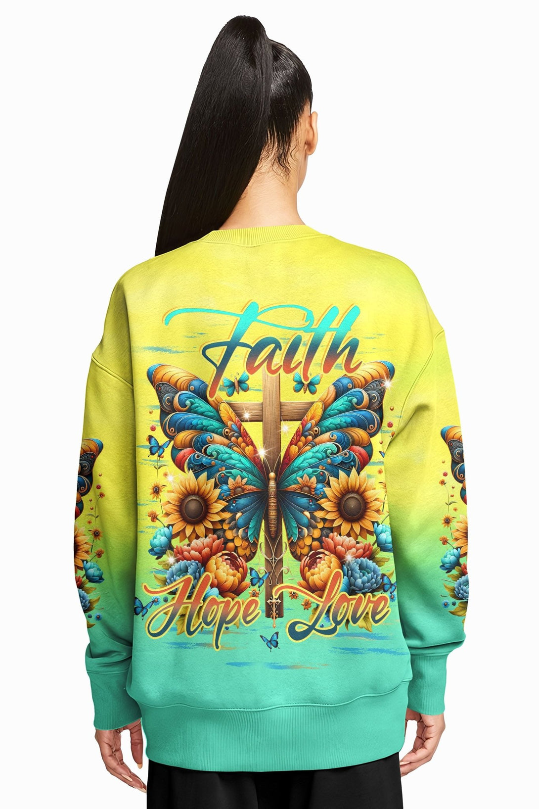 Faith Hope Love All Over Print Sweater - Christ Color