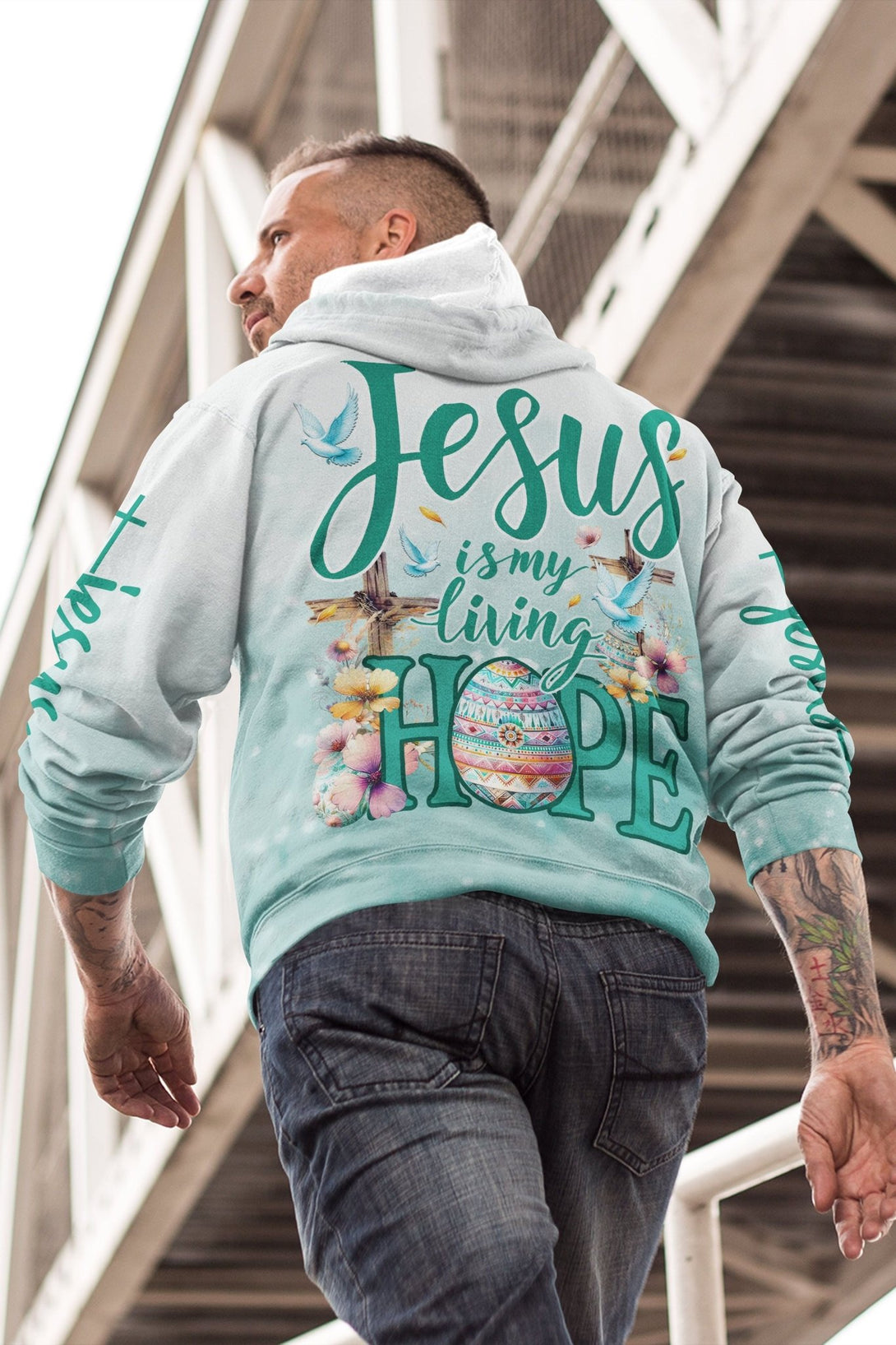 Jesus Is My Living Hope All Over Print Hoodie - Christ Color