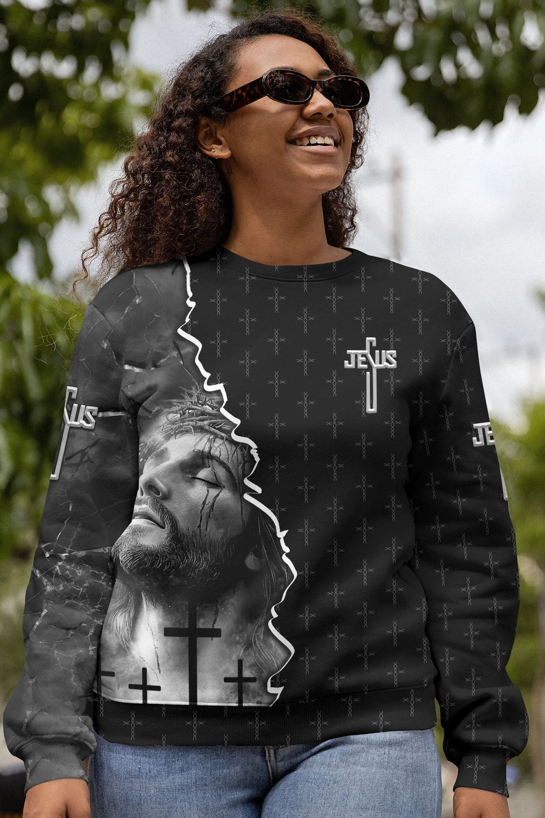 Love Has Conquered The Grave All Over Print Sweater - Christ Color