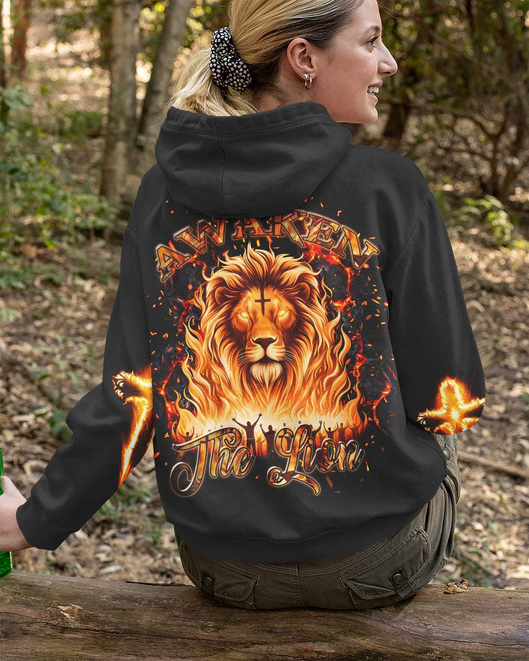 Awaken The Lion All Over Print Hoodie - Christ Color