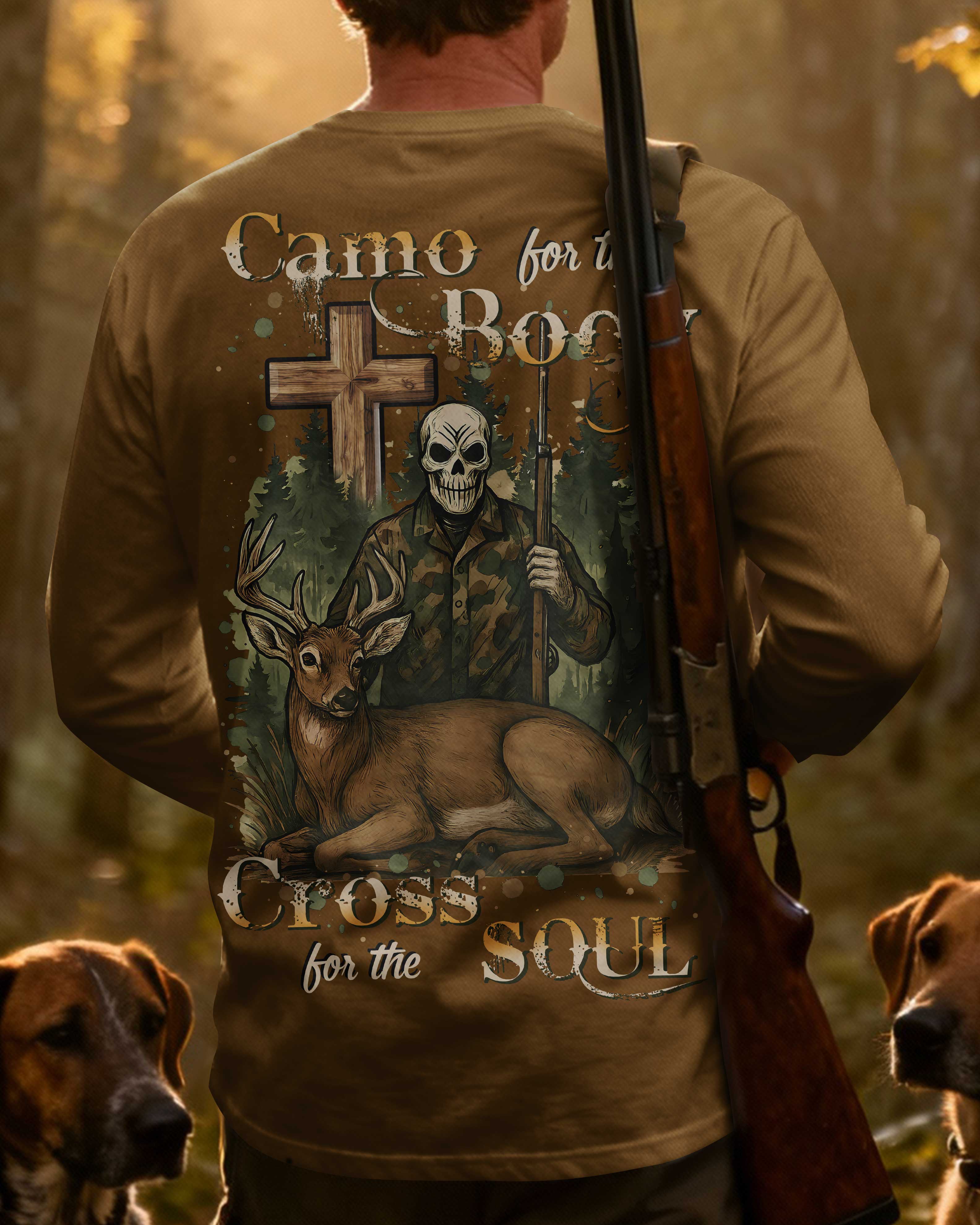 Camo For The Body Cross For The Soul All Over Print Long Sleeves T-Shirt