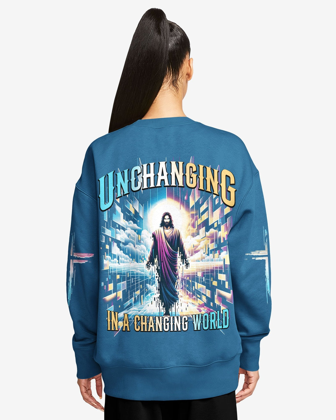 Unchanging In A Changing World All Over Print Sweater - Christ Color
