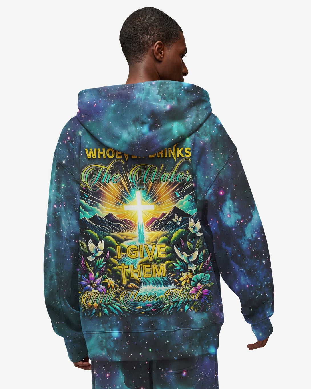 Whoever Drinks The Water I Give Them Will Never Thirst All Over Print Zip Hoodie - Christ Color