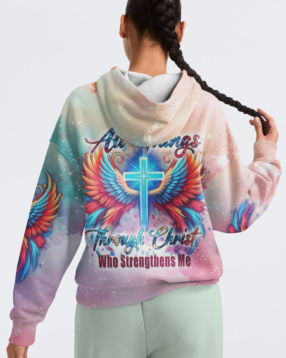 I Can Do All Things Through Christ Who Strengthens Me All Over Print Hoodie - Christ Color