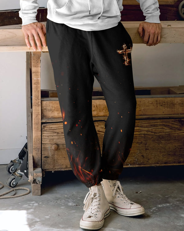 Baptized In Fire Matthew 3:11 All Over Print Jogger Pants - Christ Color