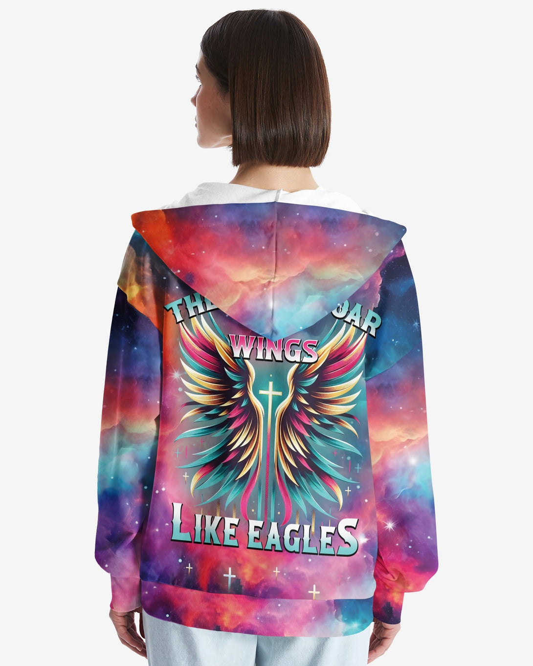 They Will Soar On Wings Like Eagles All Over Print Zip Hoodie - Christ Color