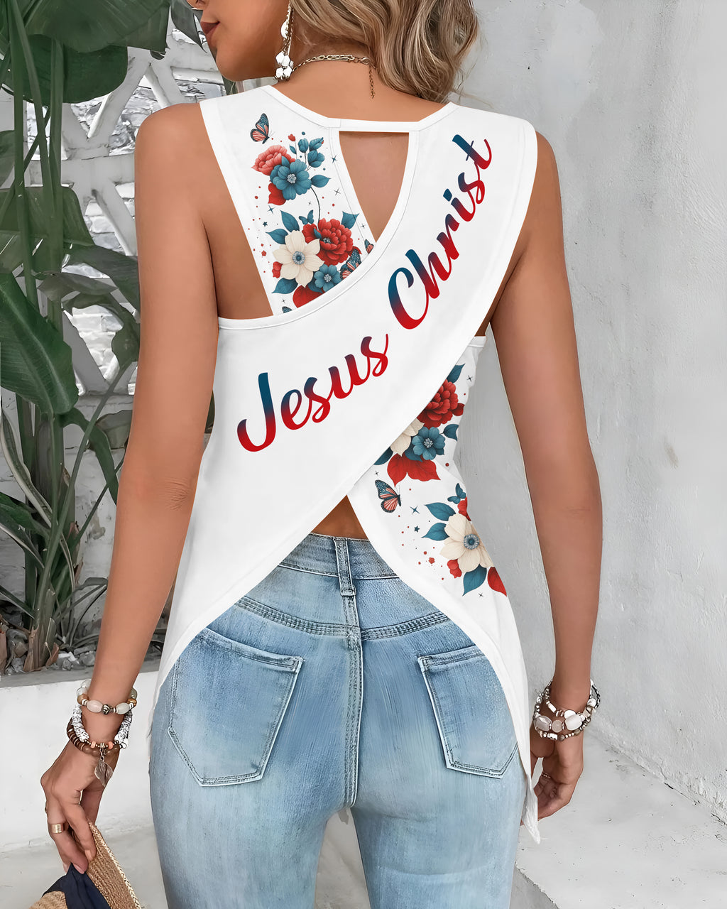 I Can Do All Things Through Christ All Over Print Cut Out Wrap Back Tank Top