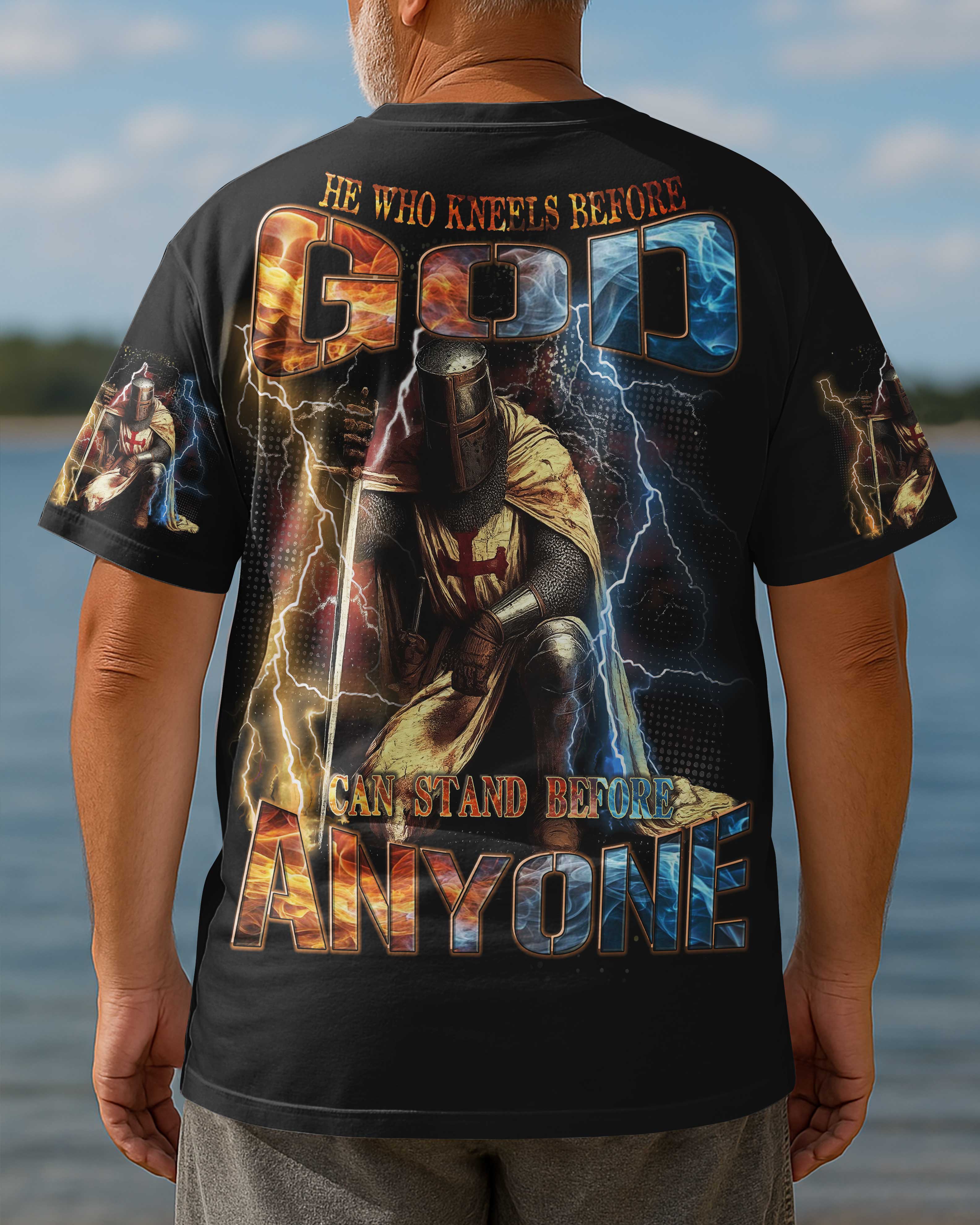He Who Kneels Before God Can Stand Before Anyone All Over Print T-Shirt