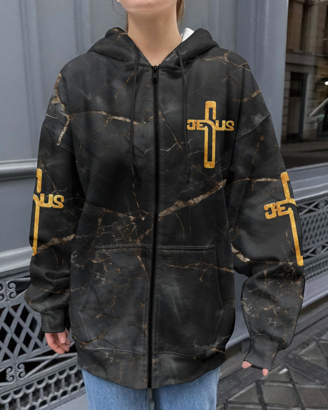 Death Could Not Hold Him All Over Print Zip Hoodie - Christ Color