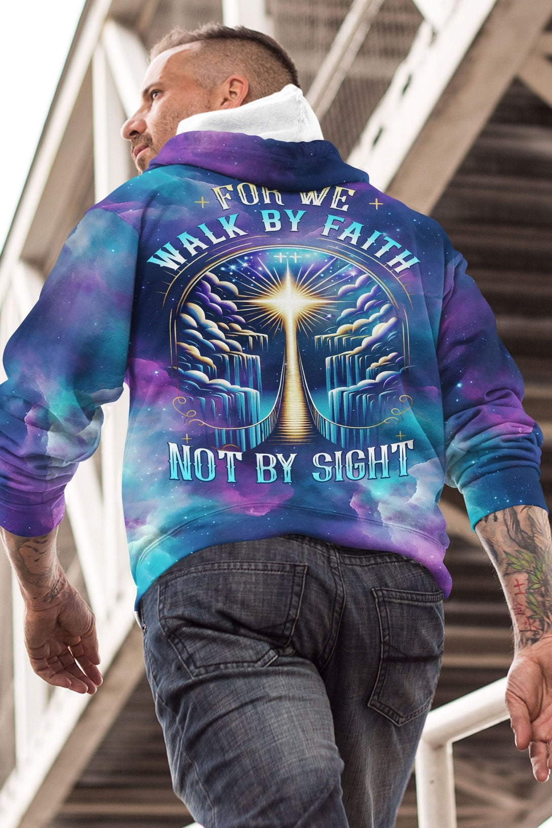 For We Walk By Faith Not By Sight All Over Print Hoodie - Christ Color
