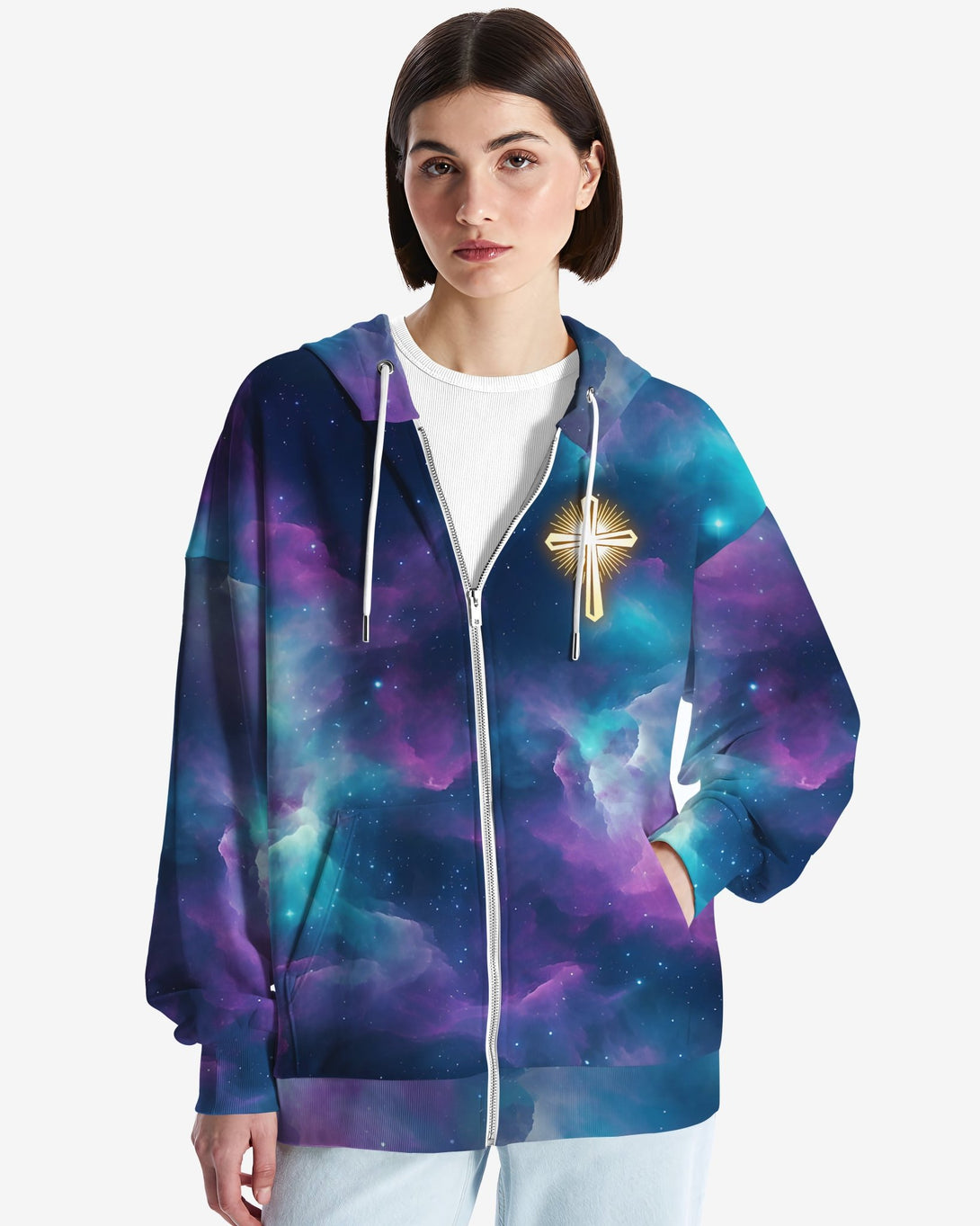 For We Walk By Faith Not By Sight All Over Print Zip Hoodie - Christ Color