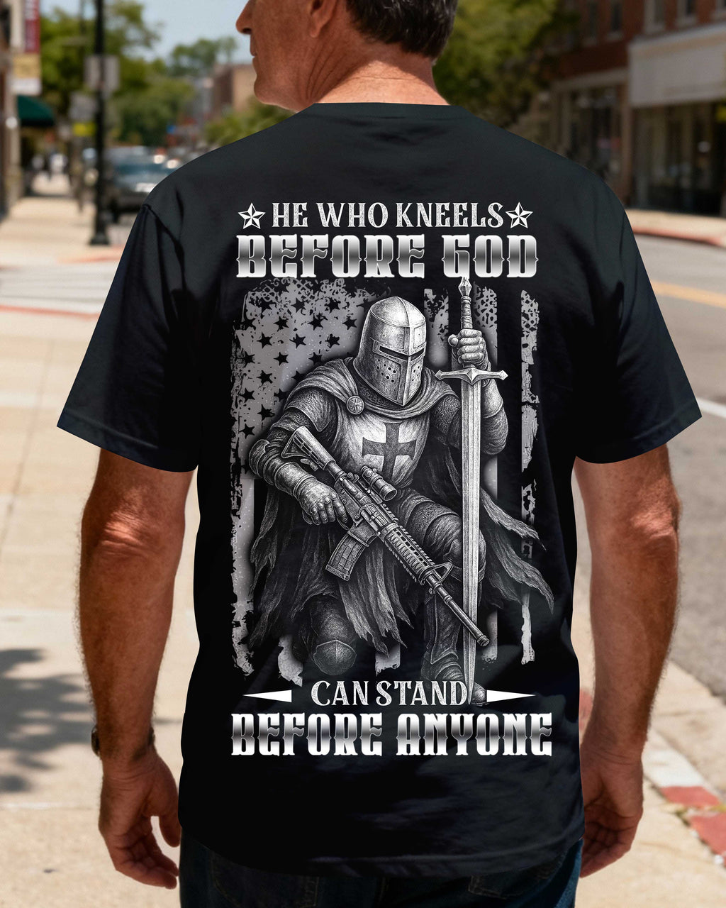 He Who Kneels Before God Can Stand Before Anyone All Over Print T-Shirt