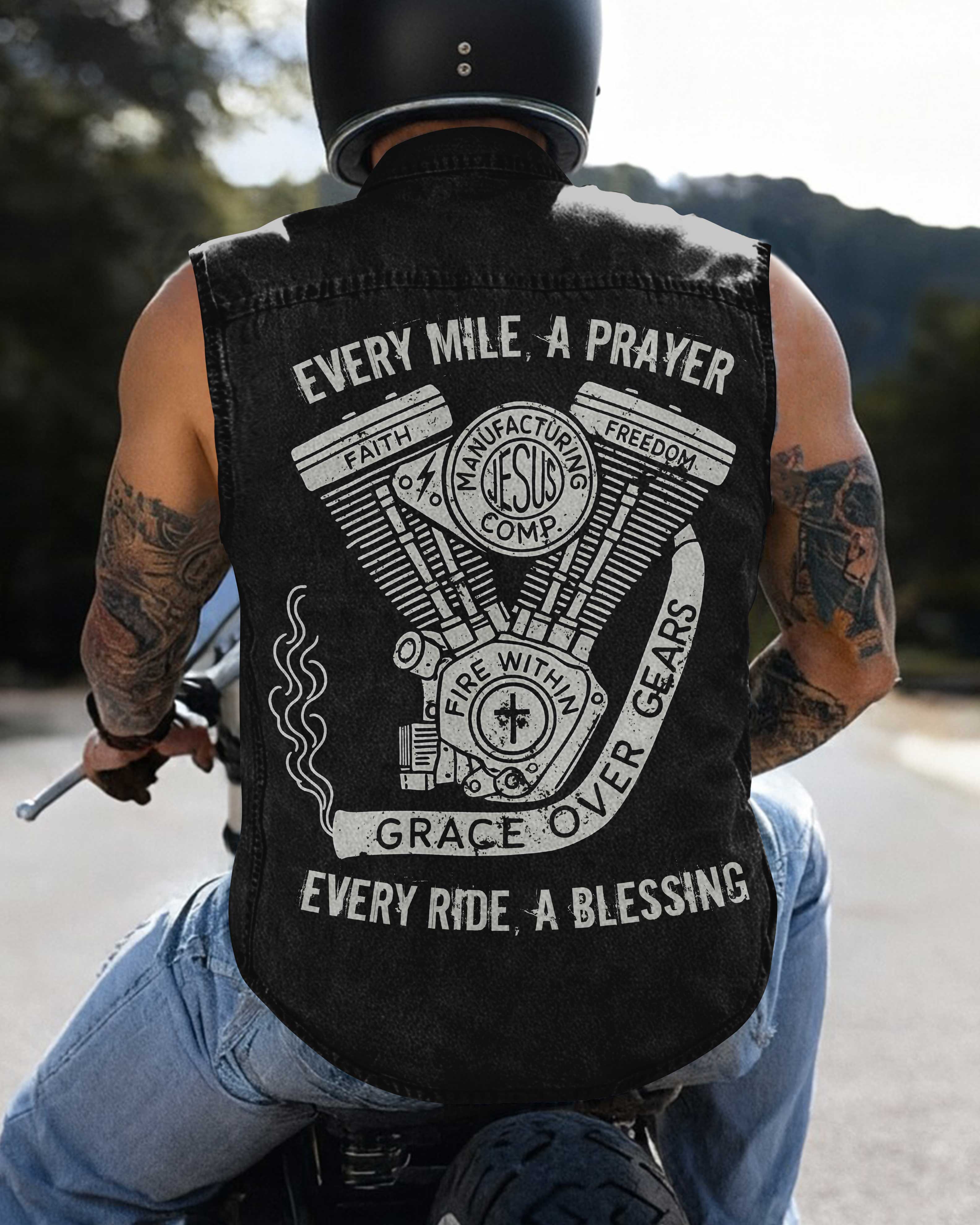 Every Mile A Prayer Sleevesless Denim T-Shirt