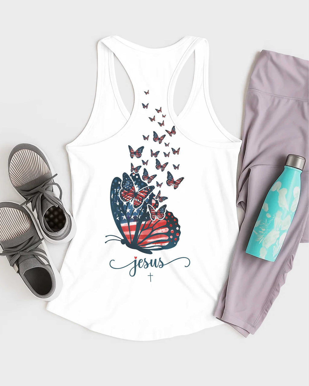 Loves Jesus And America Too All Over Print Summer Tank Top