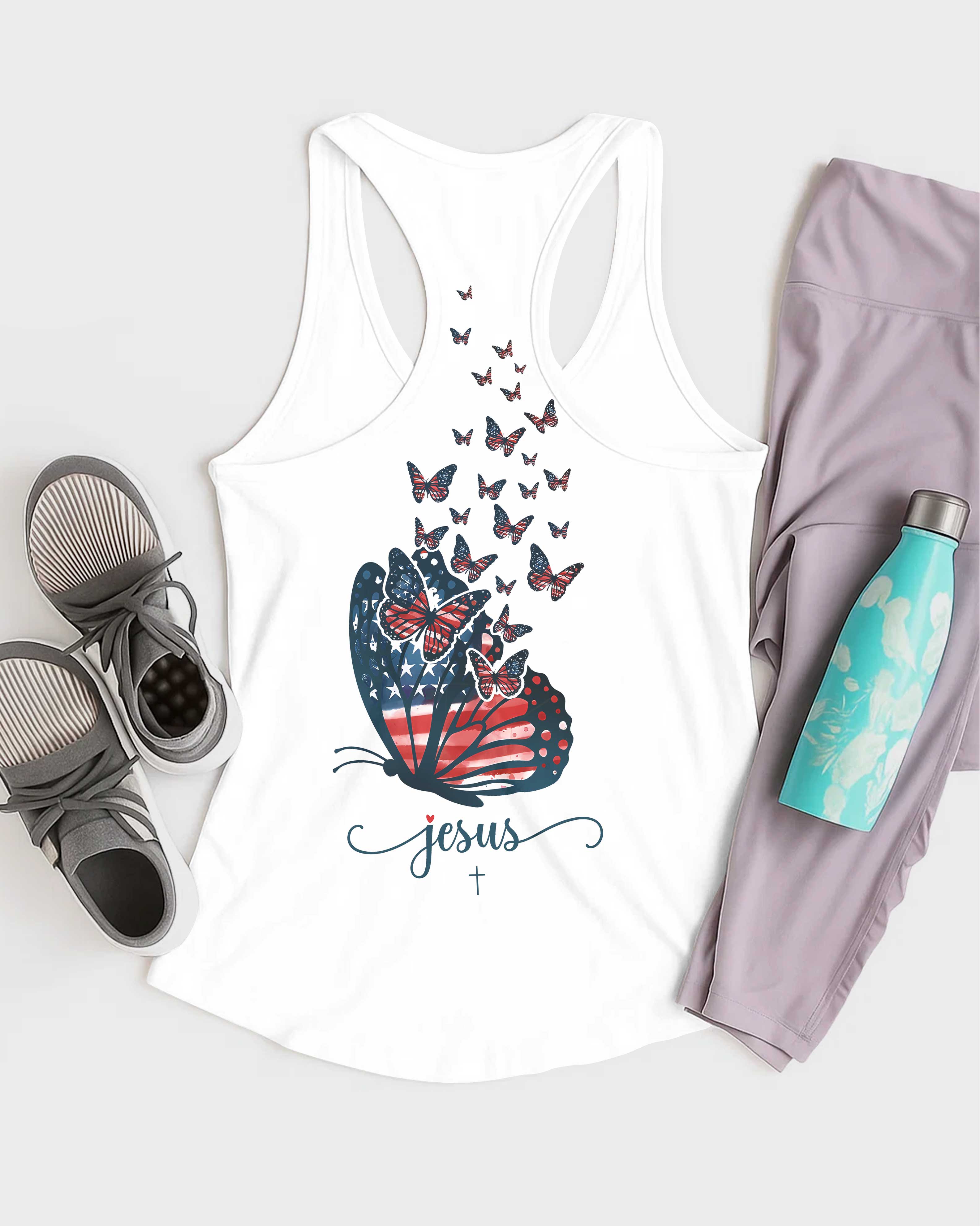 Loves Jesus And America Too All Over Print Summer Tank Top