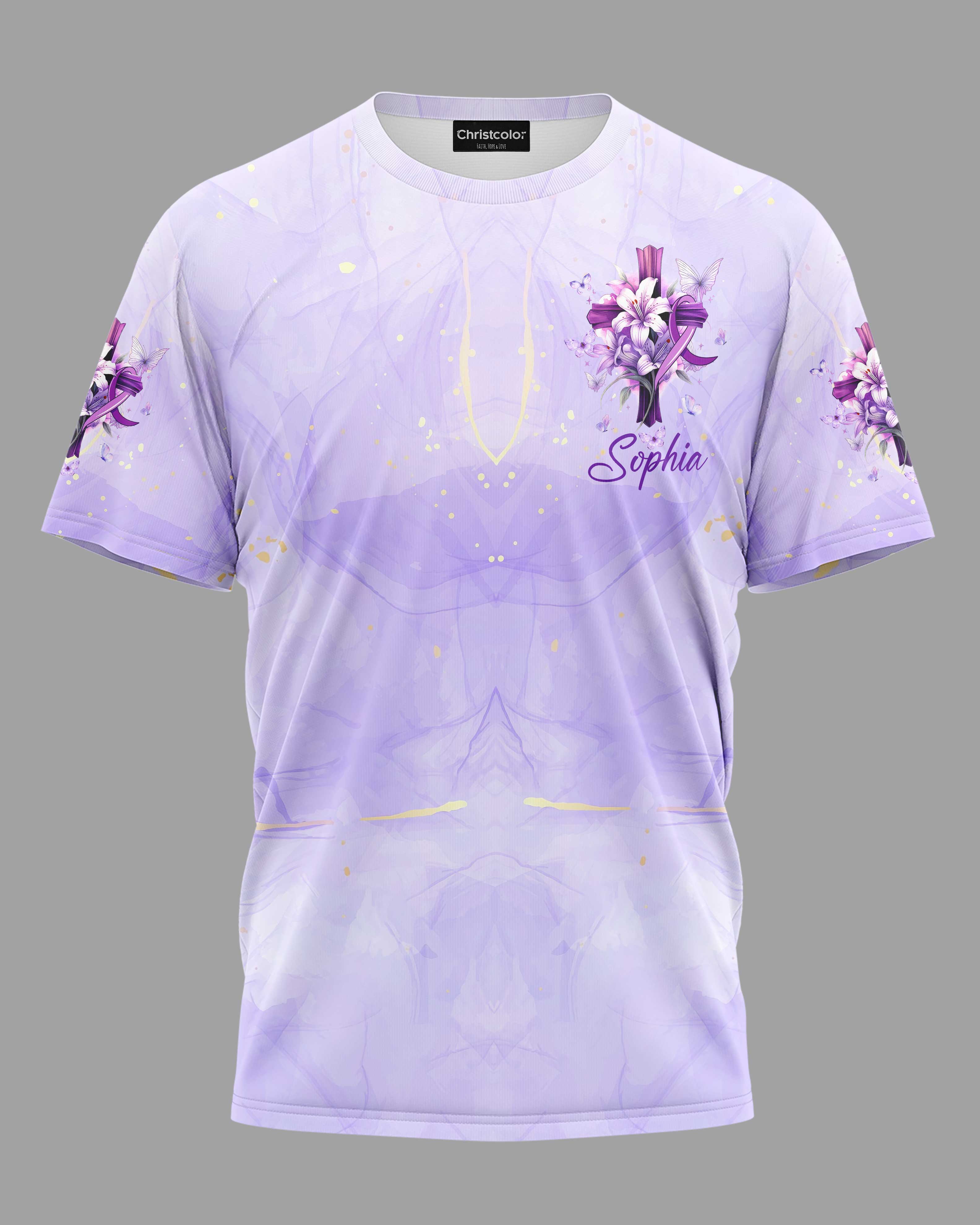 Let Your Faith Be Bigger Than Your Fear Alzheimer Awareness All Over Print T-Shirt