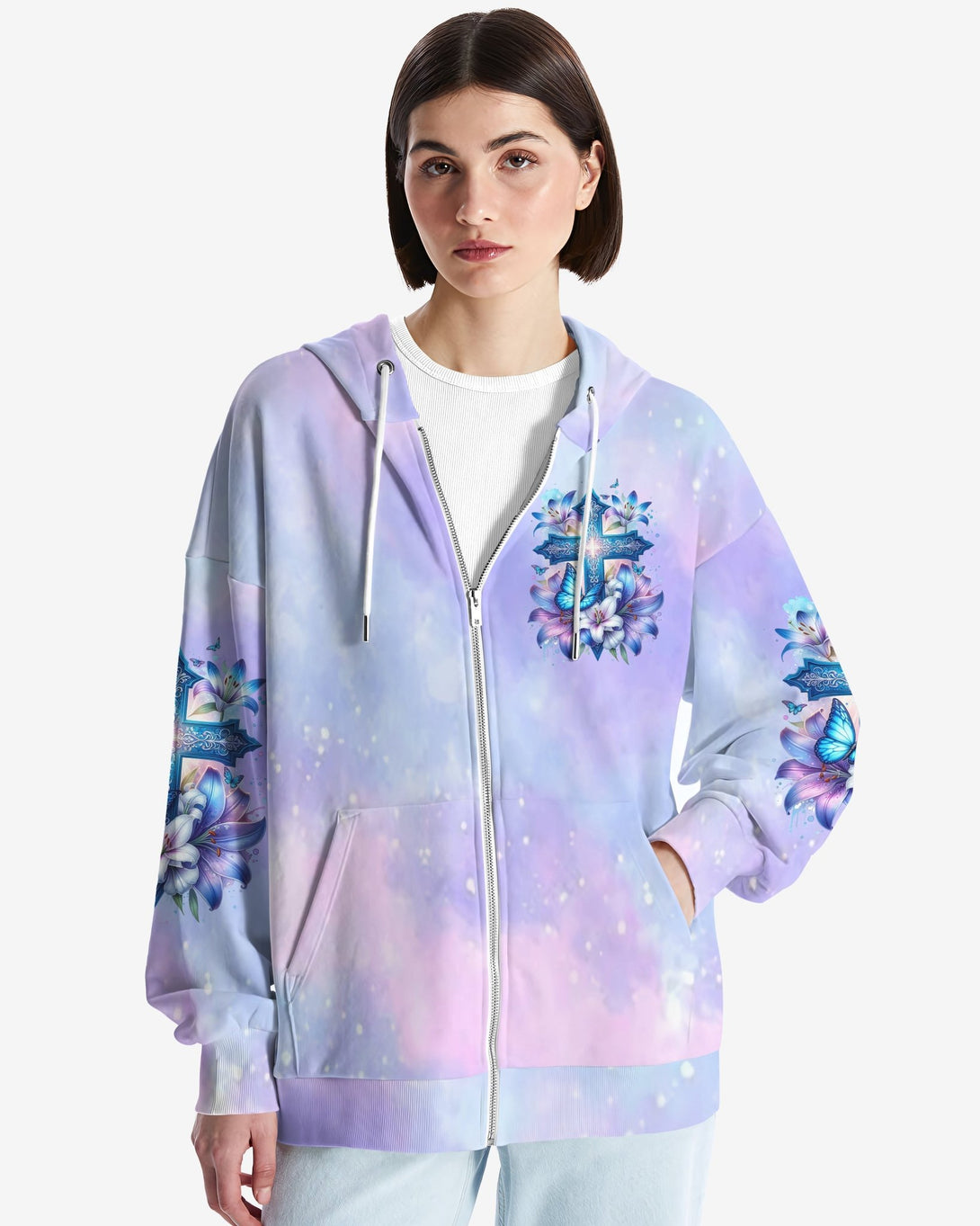 In God And The Power Of Prayer All Over Print Zip Hoodie - Christ Color