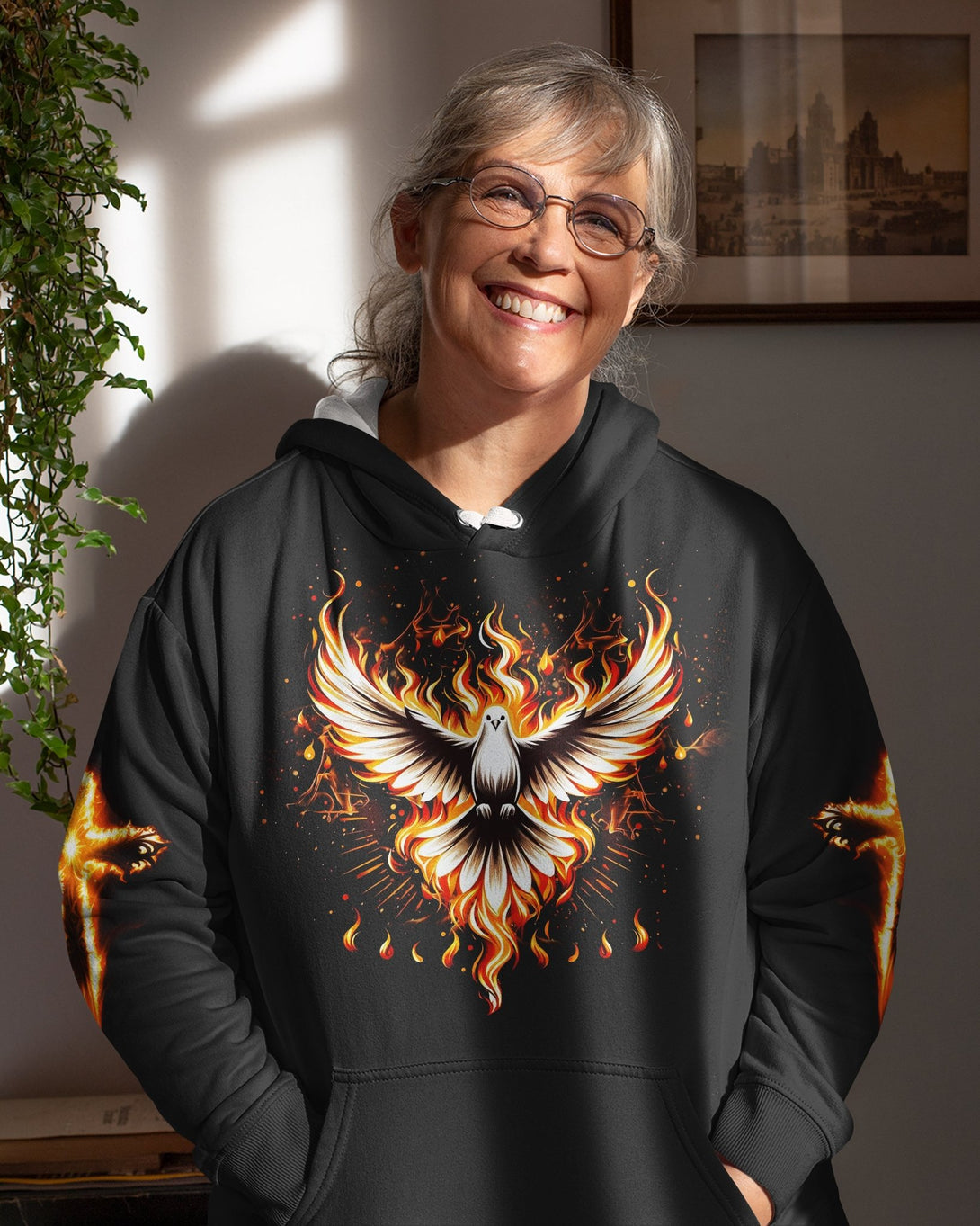 Baptized In Fire All Over Print Hoodie - Christ Color