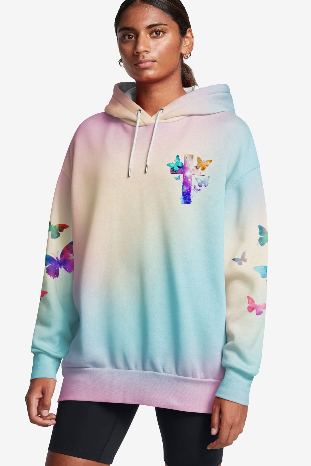 Butterfly Faith Hope Love All Over Print Hoodie - Christ Color