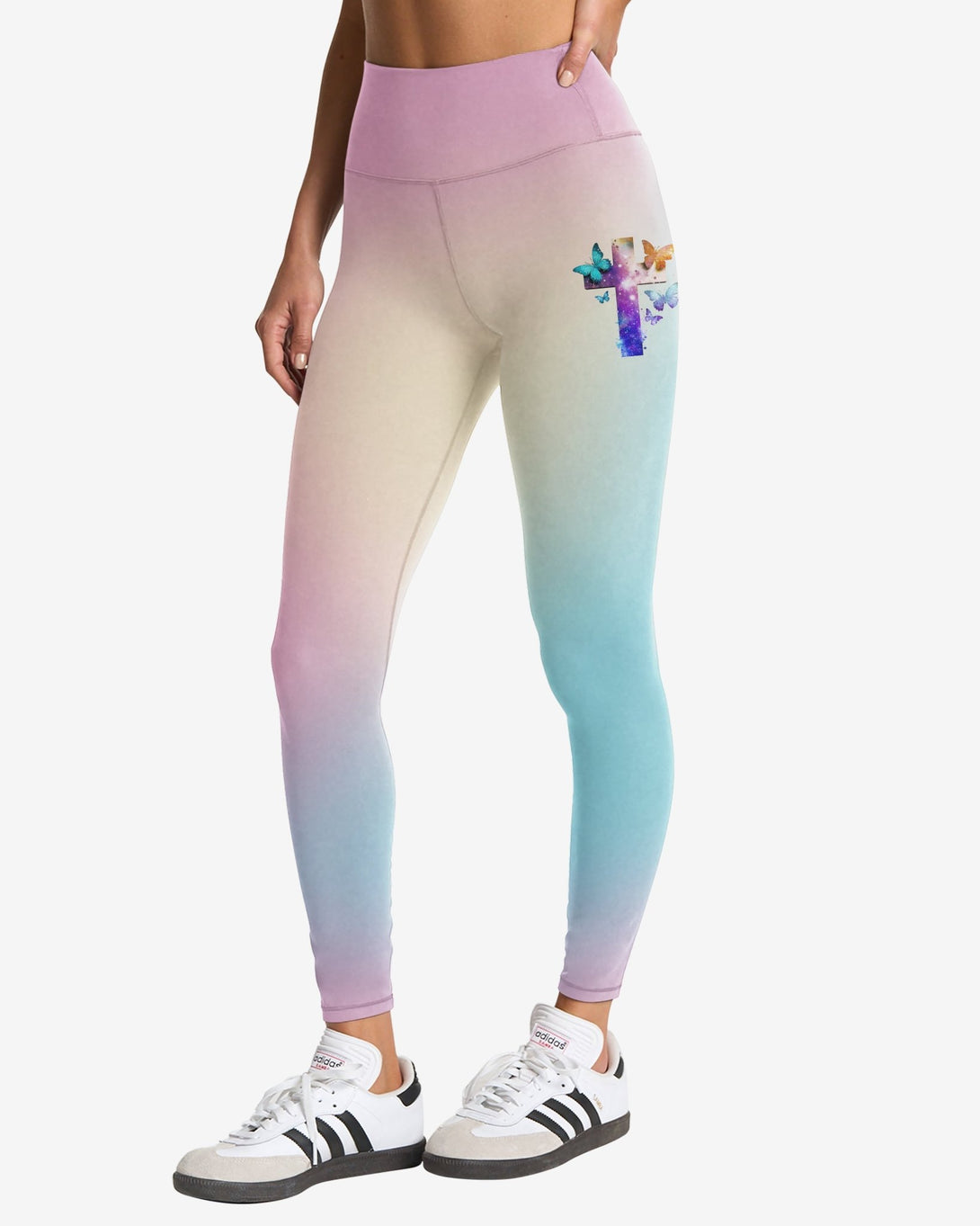 Butterfly Faith Hope Love All Over Print Leggings - Christ Color