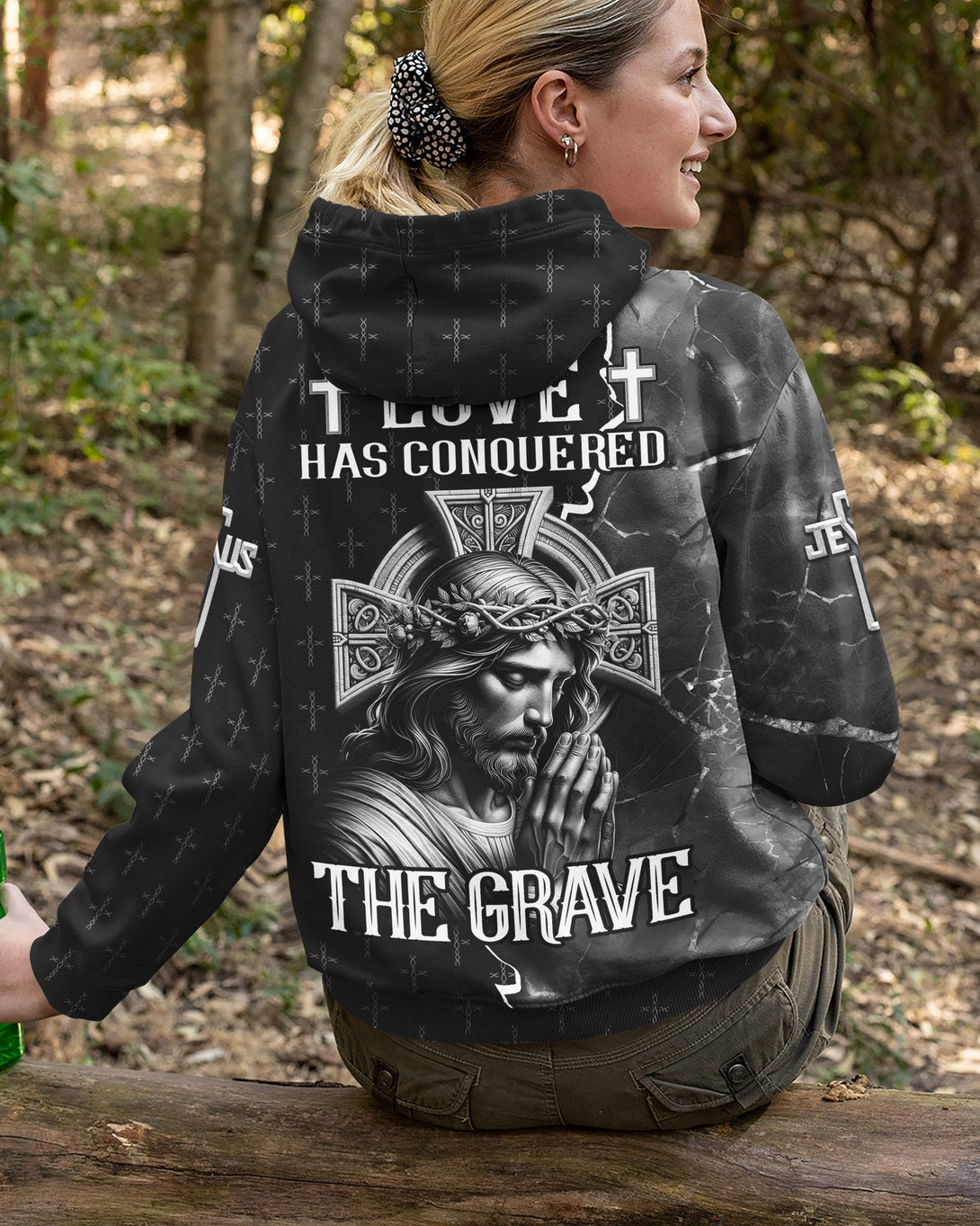 Love Has Conquered The Grave All Over Print Hoodie - Christ Color