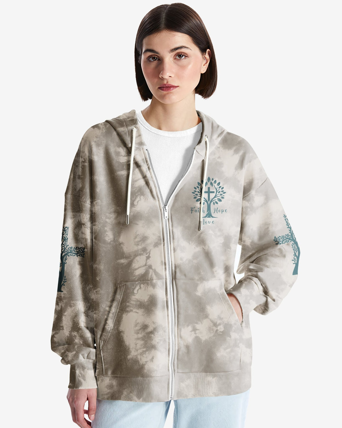 Rooted In Christ All Over Print Zip Hoodie - Christ Color