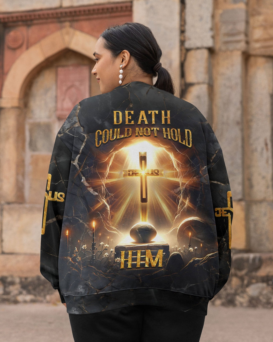 Death Could Not Hold Him All Over Print Sweater - Christ Color
