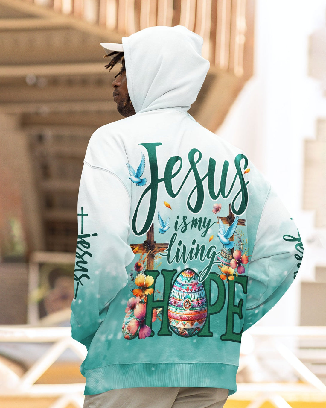 Jesus Is My Living Hope All Over Print Zip Hoodie - Christ Color