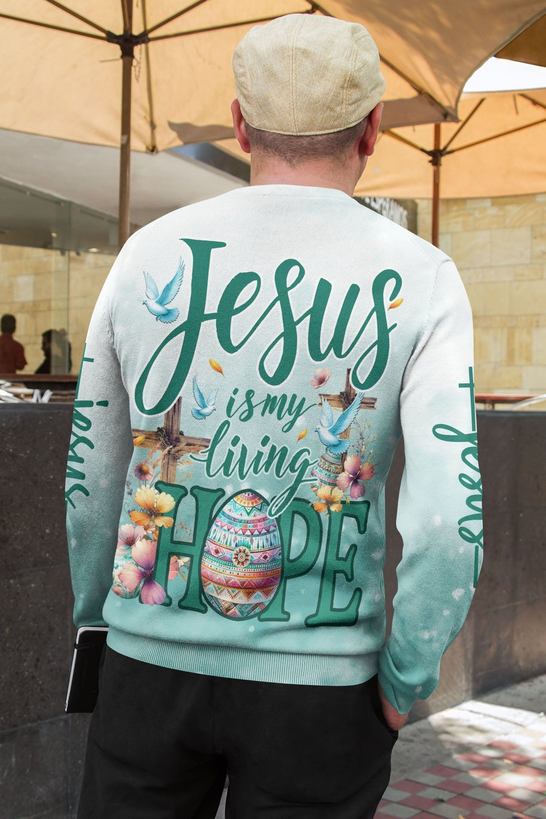 Jesus Is My Living Hope All Over Print Sweater - Christ Color