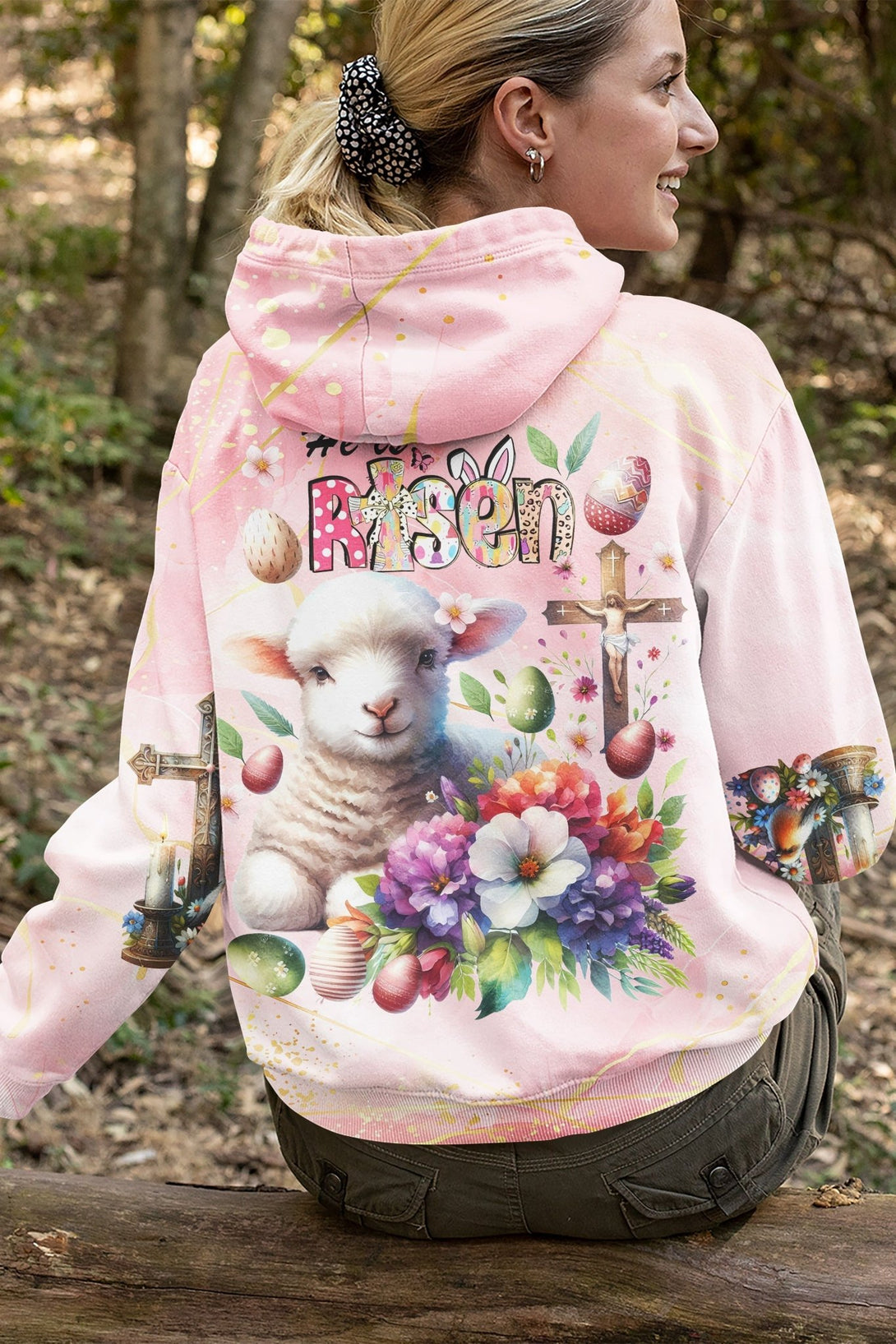 He Is Risen All Over Print Zip Hoodie - Christ Color