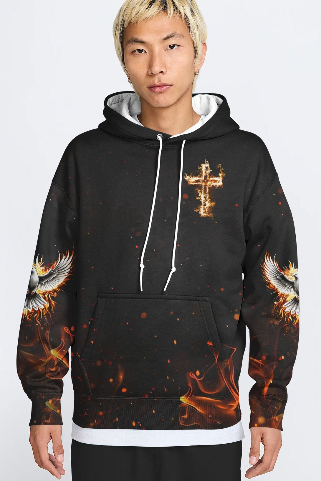 Baptized In Fire Matthew 3:11 All Over Print Hoodie - Christ Color