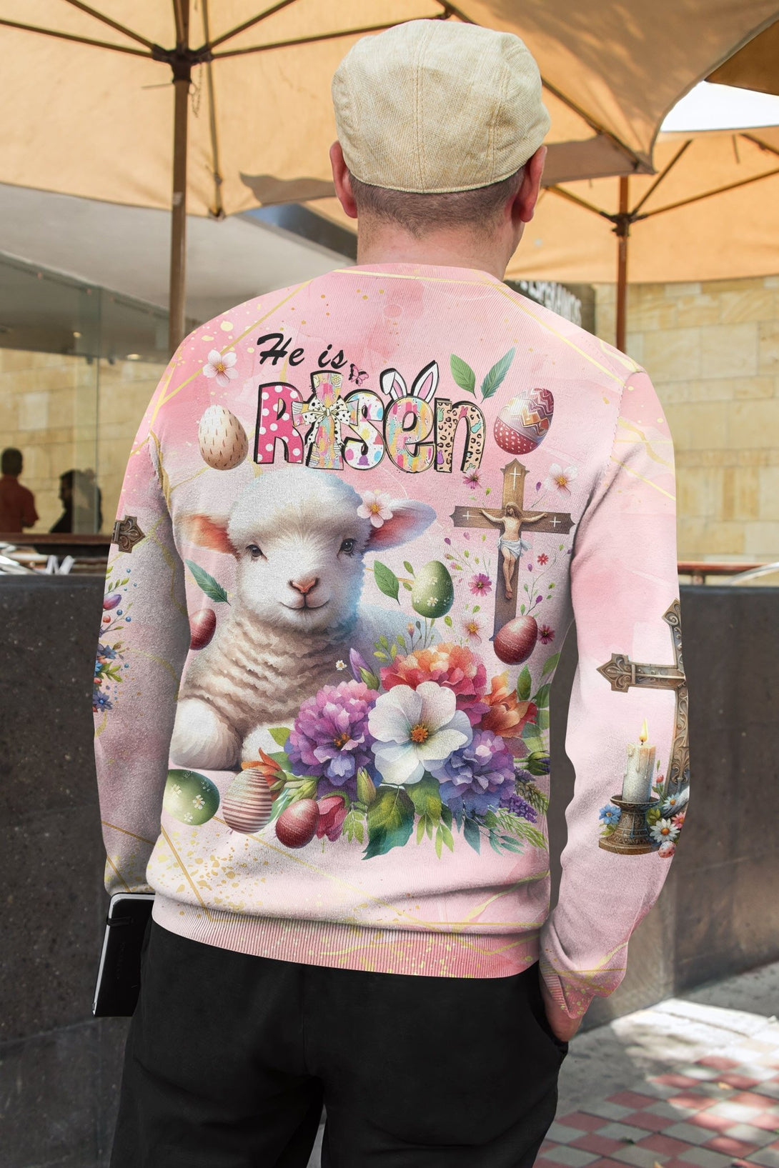 He Is Risen All Over Print Sweater - Christ Color