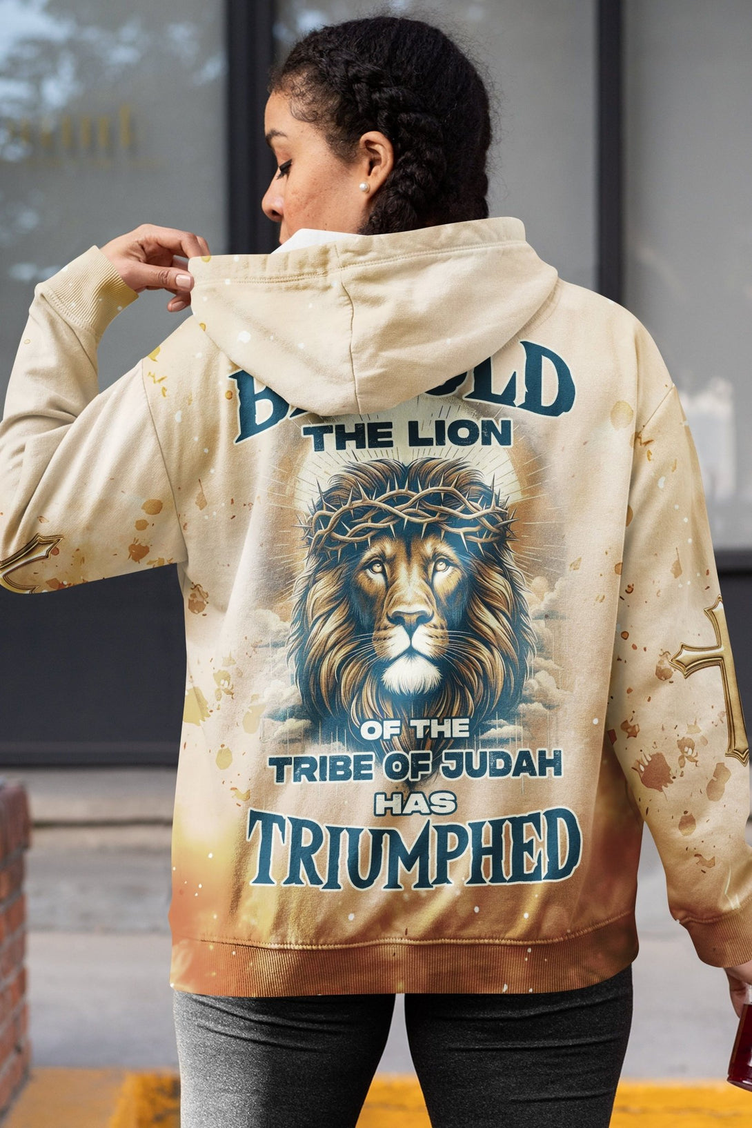 Behold The Lion Of The Tribe Of Judah Has Triumphed All Over Print Hoodie - Christ Color