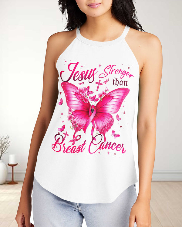 Jesus Stronger Than Breast Cancer Rocker Tank Top