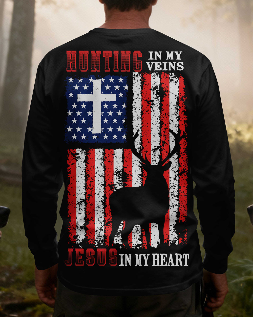 Hunting In My Veins Jesus In My Heart All Over Print Long Sleeves T-Shirt