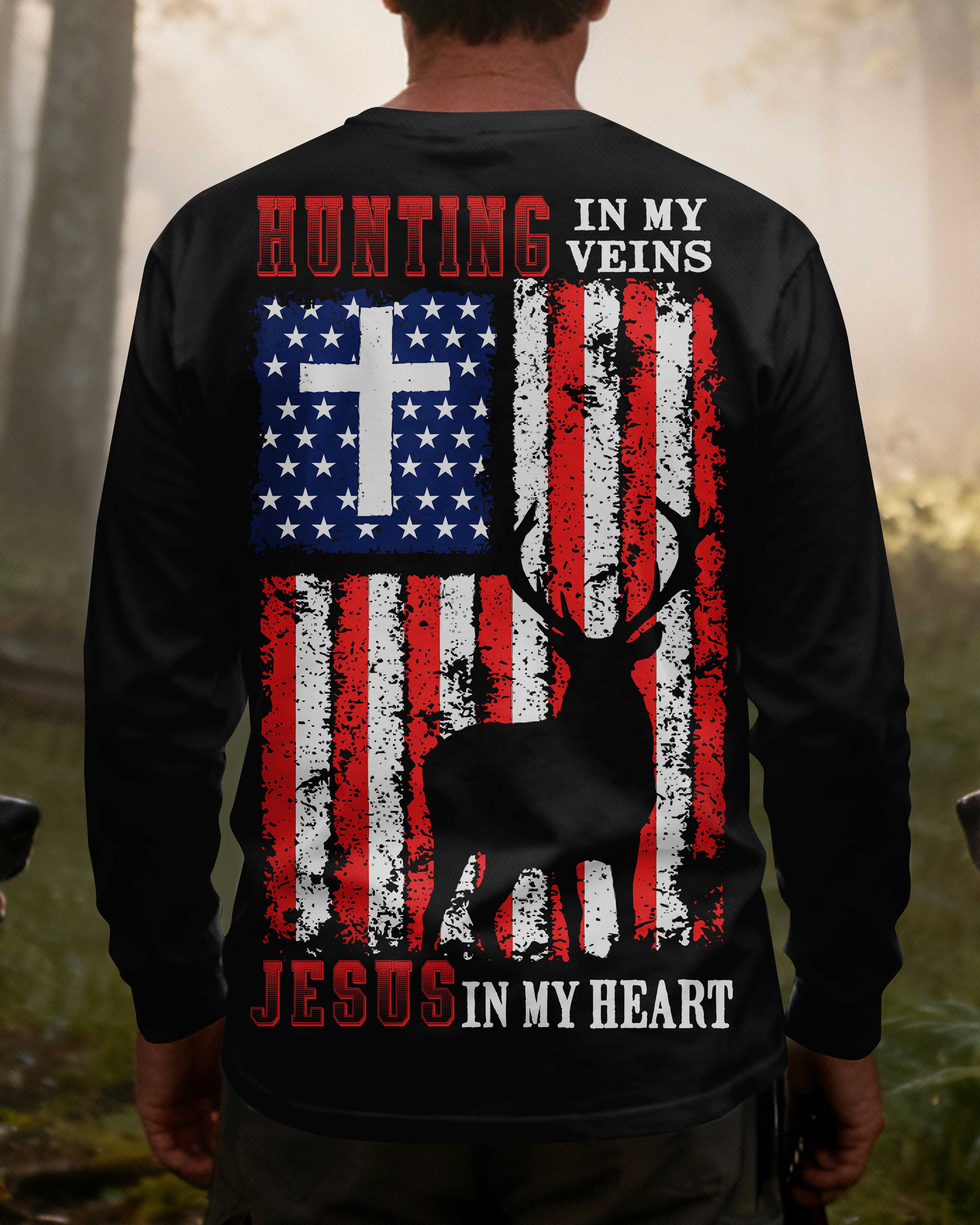 Hunting In My Veins Jesus In My Heart All Over Print Long Sleeves T-Shirt