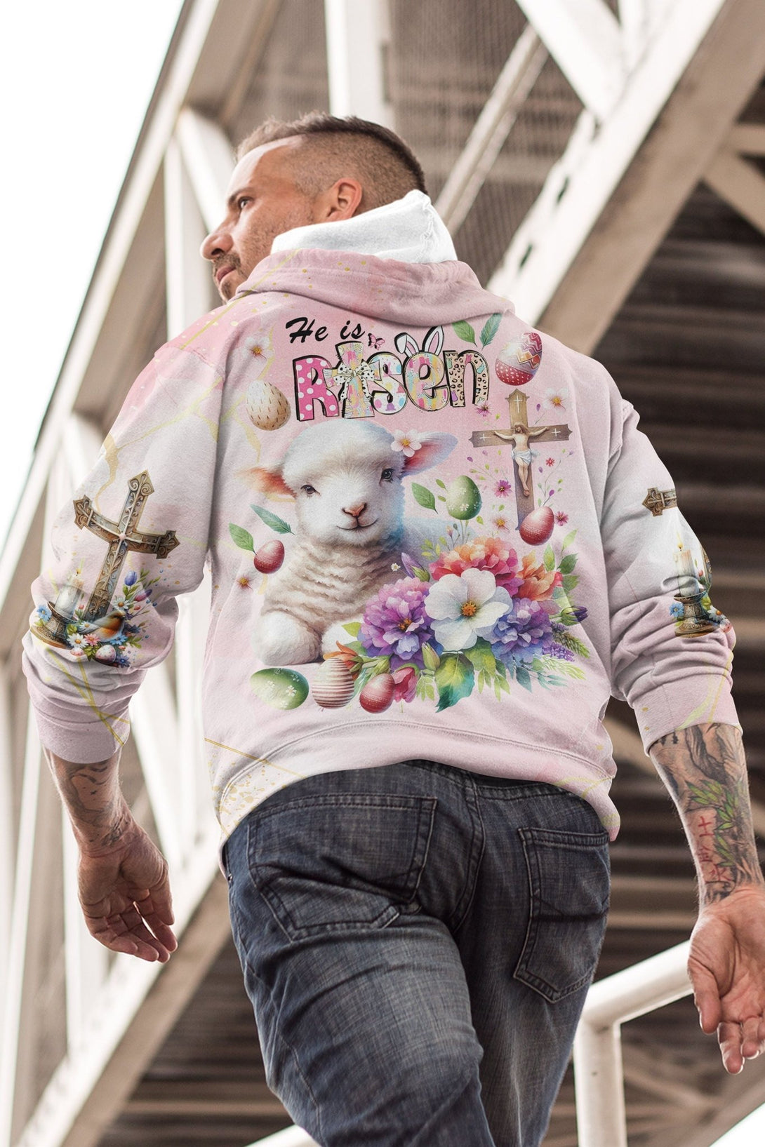 He Is Risen All Over Print Hoodie - Christ Color