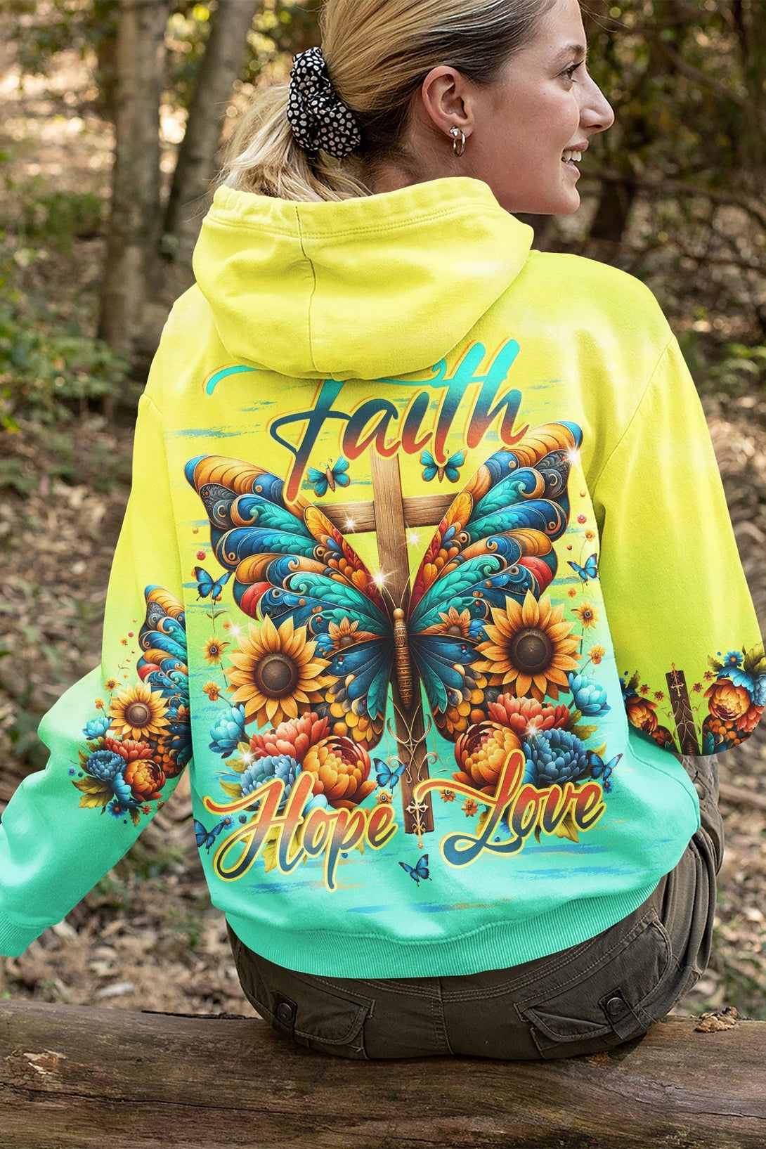 Faith Hope Love All Over Print Zip Hoodie - Christ Color